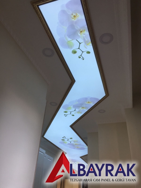Şeffaf Çiçek Desenli Gergi Tavan Beylikdüzü