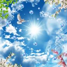 Gökyüzü/bitki gergi tavan modelleri